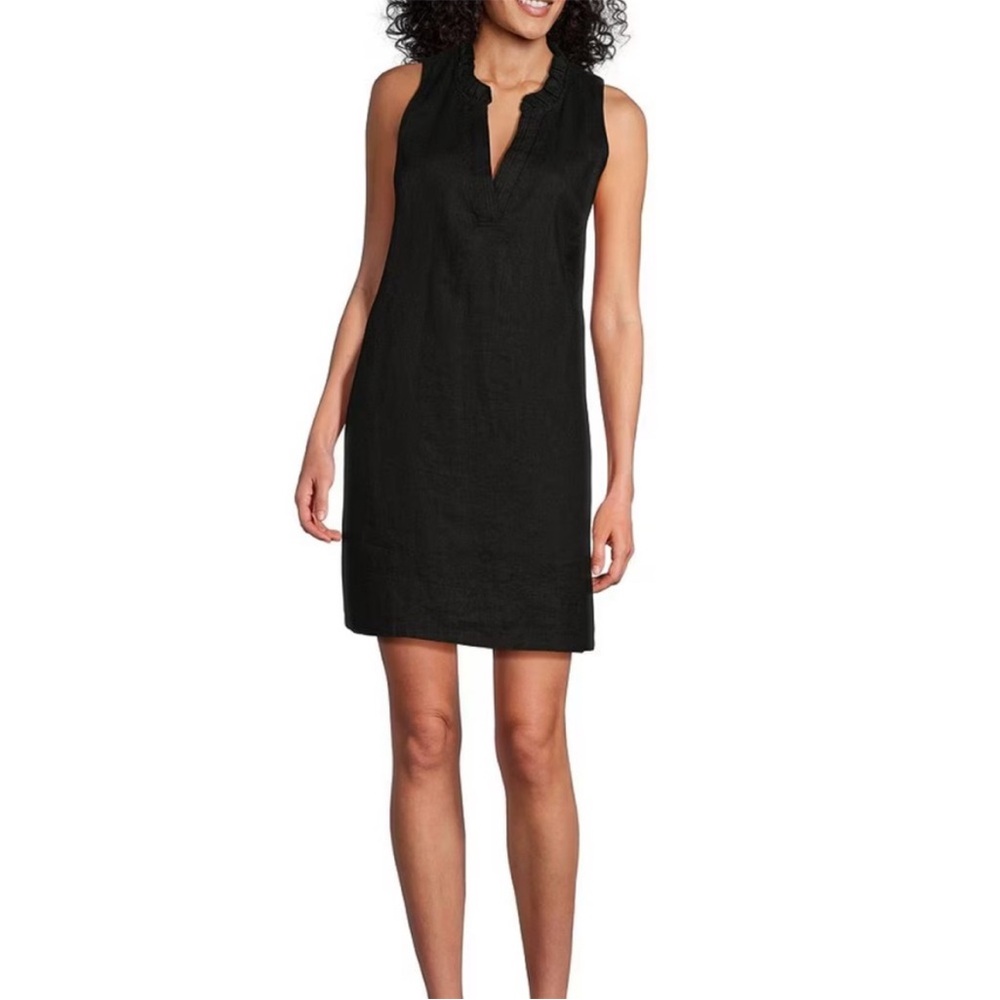TOMMY BAHAMA Two Palms Double-Ruffle Linen dress with raw hem :: size small